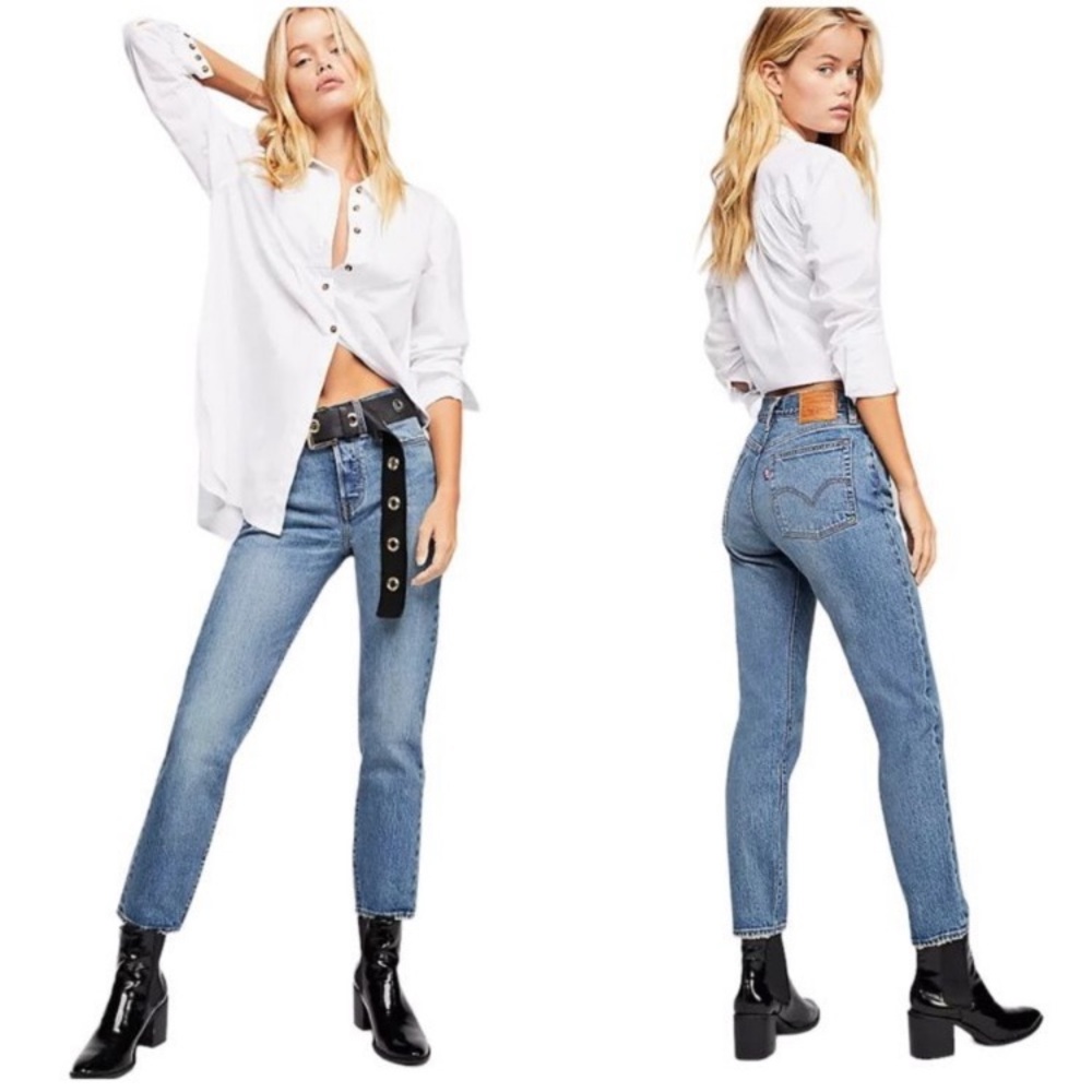 Levi’s Wedgie Buttonfly Raw Hem High Rise Waist Jeans Pants Big E 32